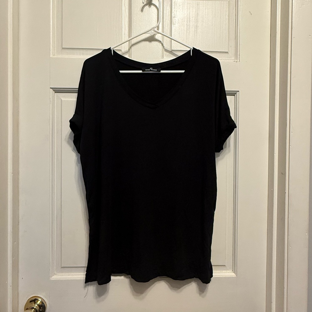 Black Relaxed Crew Neck Short Sleeve Tee